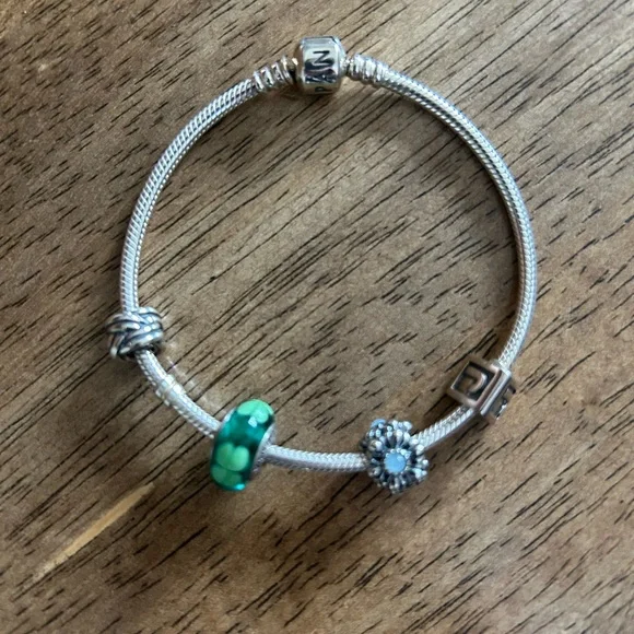Pandora Silver Bracelet with Three Charms - Picture 3 of 9